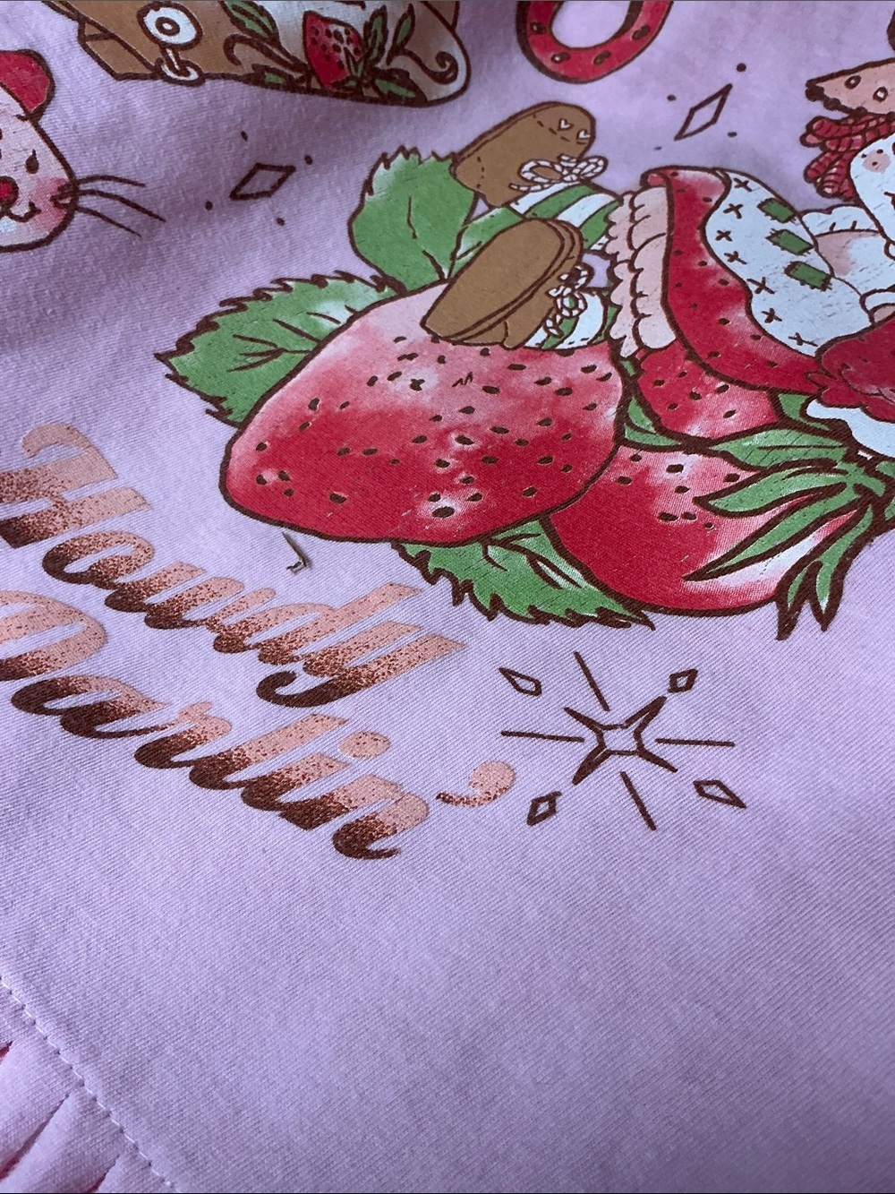 Strawberry Shortcake Upcycled Top Flannel Shirt Western Fringe Cowgirl - Picture 5 of 13